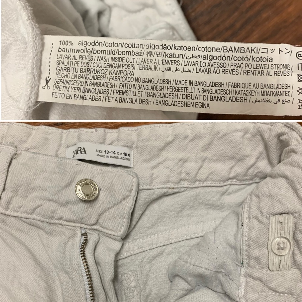 Zara Y2K Girls Jeans Size 13 -14 Years Loose Fit Cm 164 Gray 100% Cotton - Picture 7 of 9